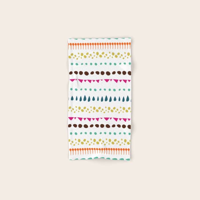 Modern Colorful Pink Orange Polka Dots Stripes Patterns Bath Towel