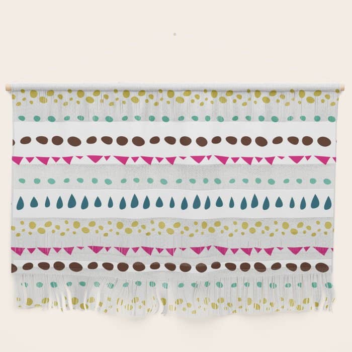 Modern Colorful Pink Orange Polka Dots Stripes Patterns Wall Hanging