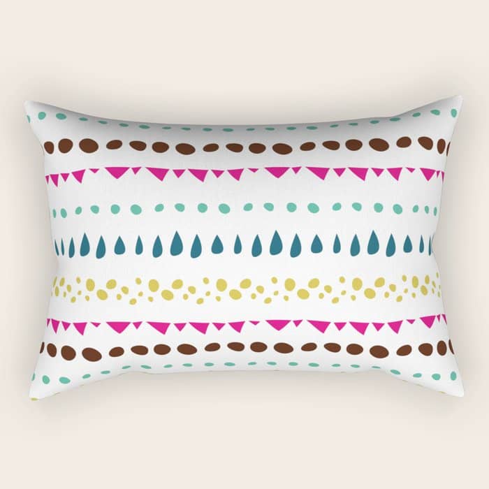 Modern Colorful Pink Orange Polka Dots Stripes Patterns Rectangular Pillow