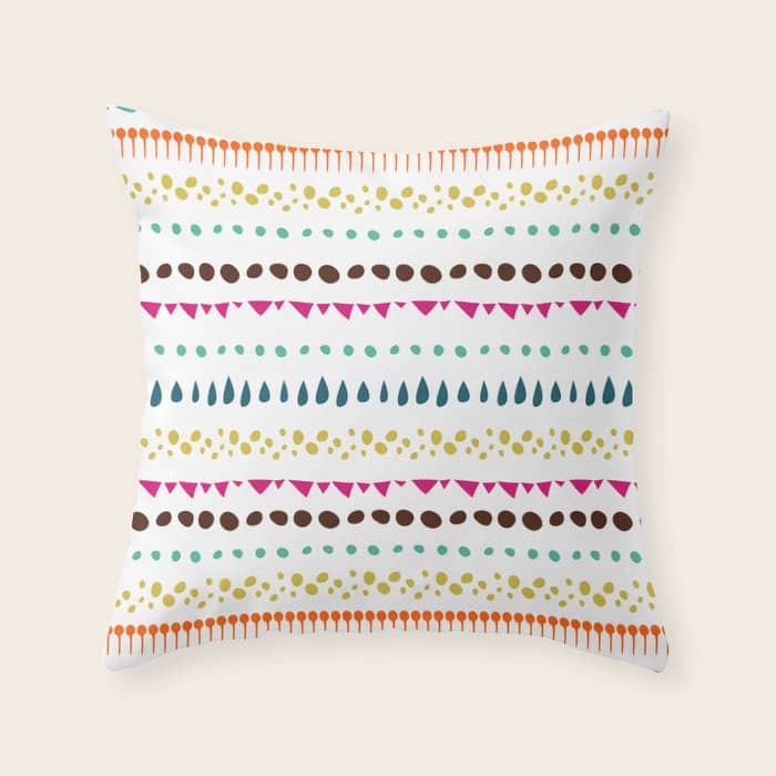 Modern Colorful Pink Orange Polka Dots Stripes Patterns Throw Pillow