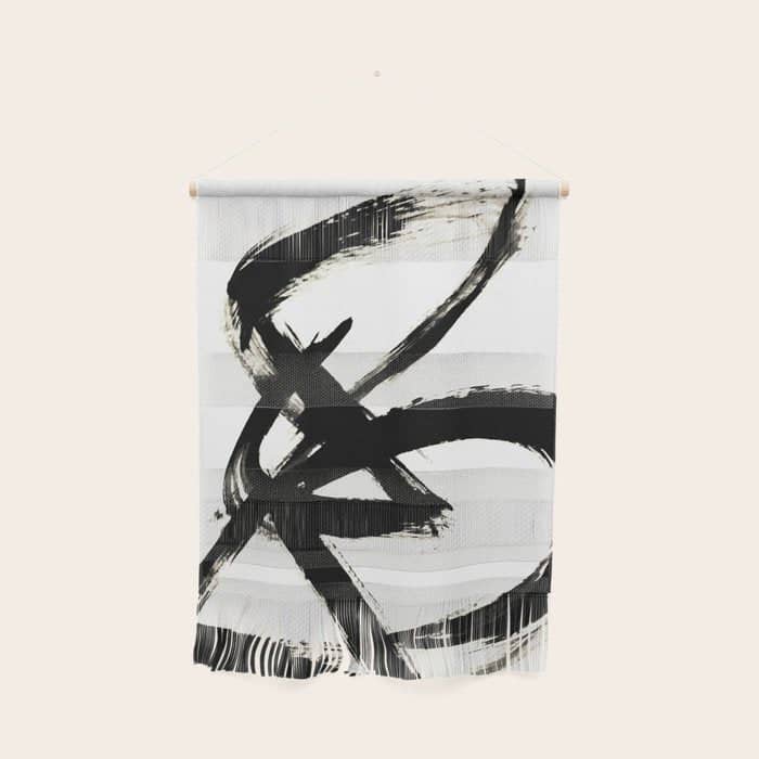 Brushstroke 3 - A Simple Black And White Ink Design Wall Hanging