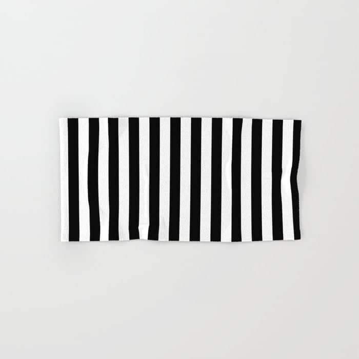 Black And White Vertical Stripes Classic Cabana Stripe Bath Towel