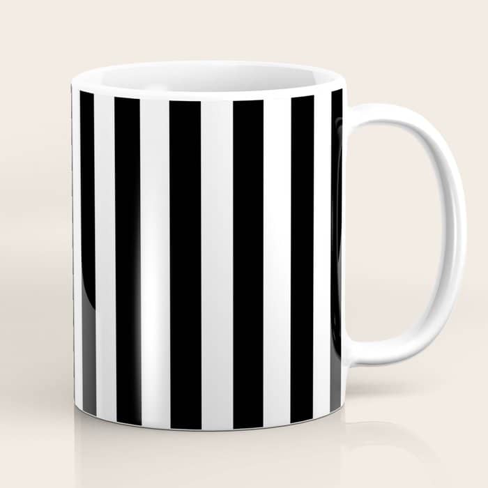 Black And White Vertical Stripes Classic Cabana Stripe Coffee Mug