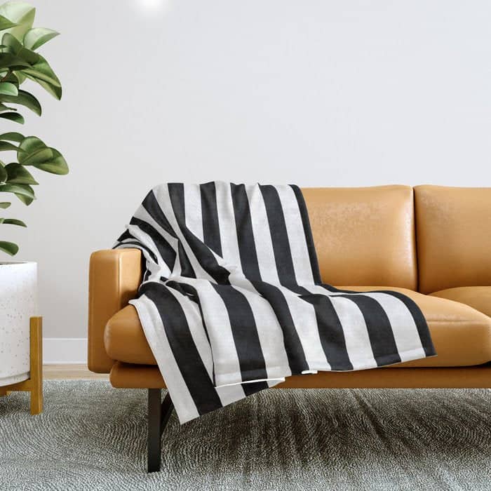 Black And White Vertical Stripes Classic Cabana Stripe Throw Blanket