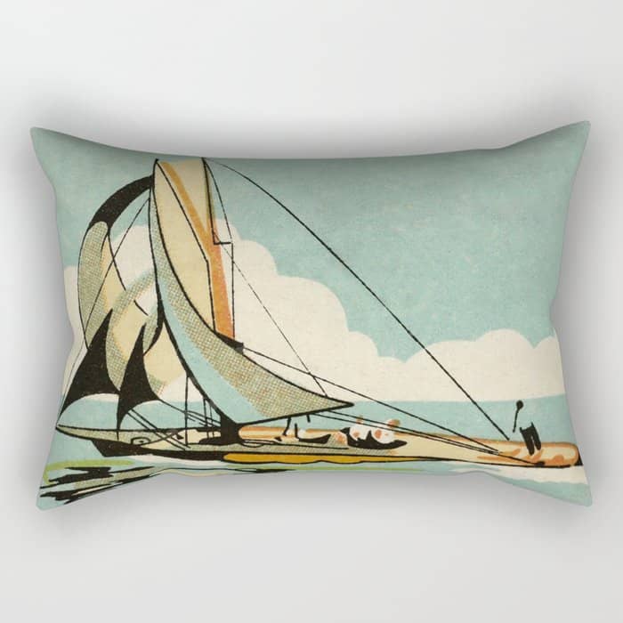 Vintage Japanese Sailboat Rectangular Pillow