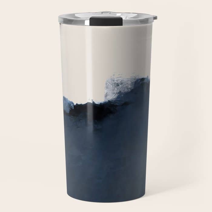 Abstract, Blue, Beige, Indigo Travel Mug