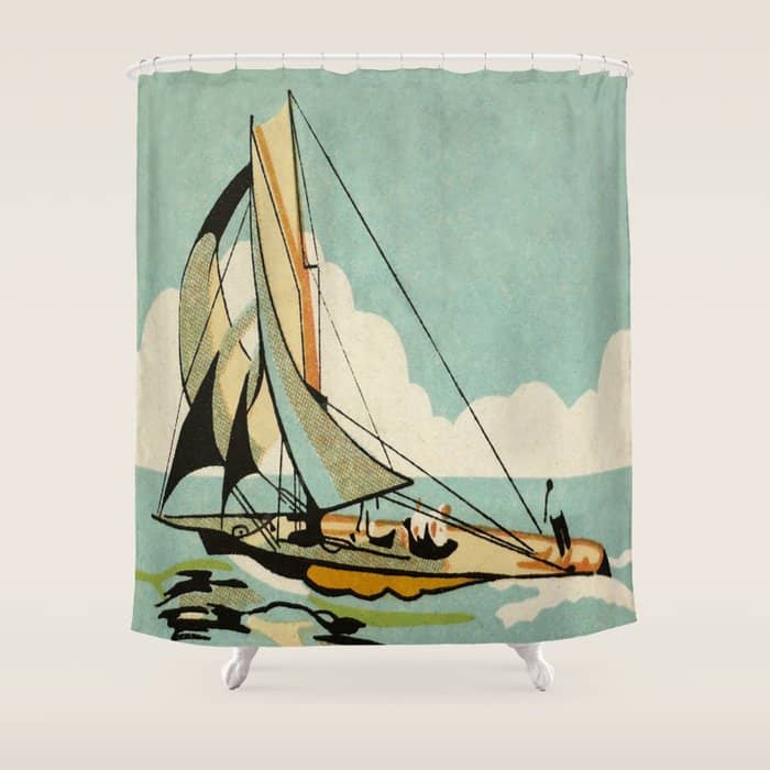 Vintage Japanese Sailboat Shower Curtain