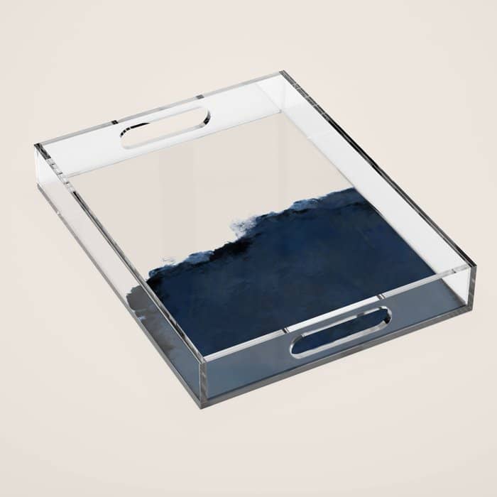 Abstract, Blue, Beige, Indigo Acrylic Tray