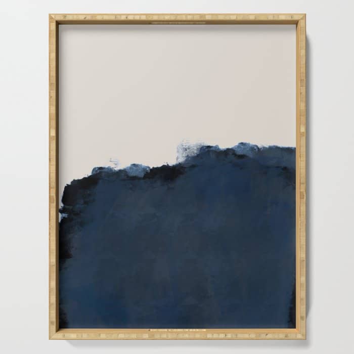Abstract, Blue, Beige, Indigo Serving Tray