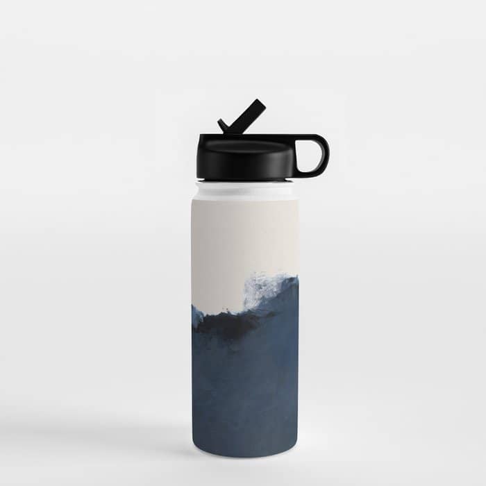 Abstract, Blue, Beige, Indigo Water Bottle
