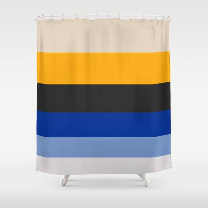 Complementary Blue & Yellow Colorful Geometric Pattern Shower Curtain