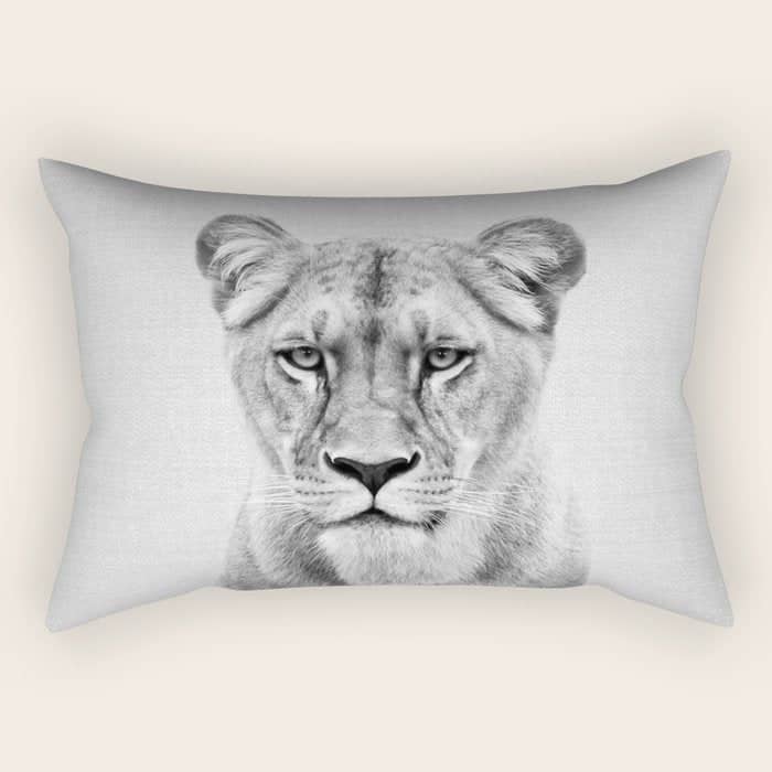 Lioness - Black & White Rectangular Pillow