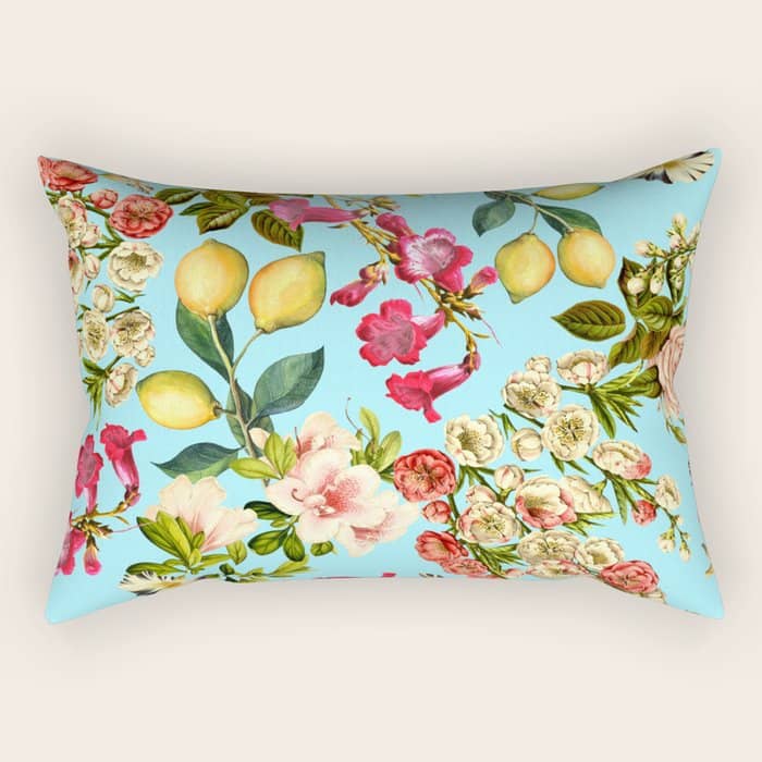 Lemon And Leaf Pattern Iv Rectangular Pillow