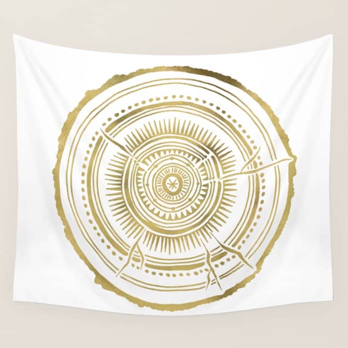 Quaking Aspen - Gold Tree Rings Wall Tapestry