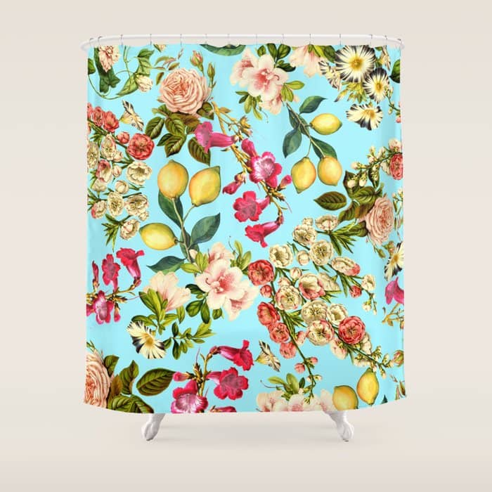 Lemon And Leaf Pattern Iv Shower Curtain