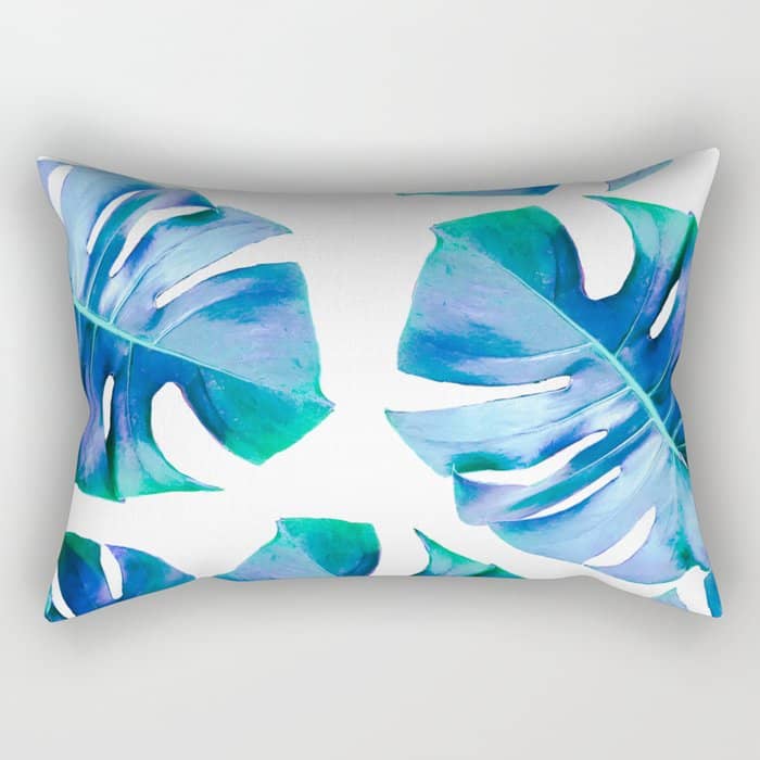 Monstera Exotica - Azure Rectangular Pillow
