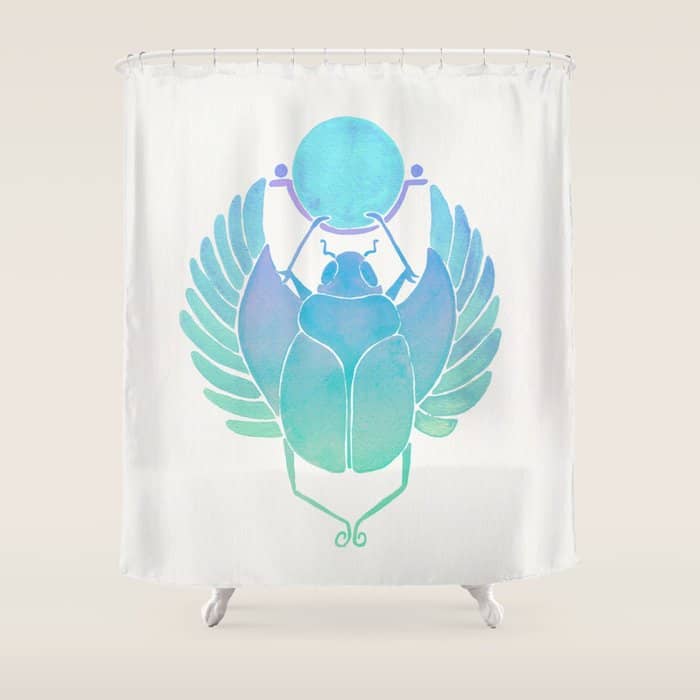 Egyptian Scarab - Turquoise Ombrã© Shower Curtain