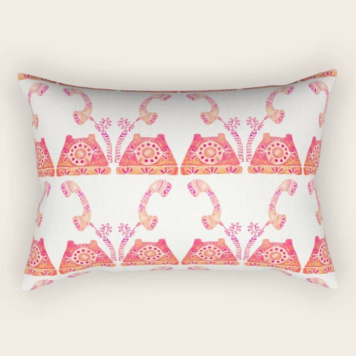 Vintage Rotary Phone - Peach Palette Rectangular Pillow
