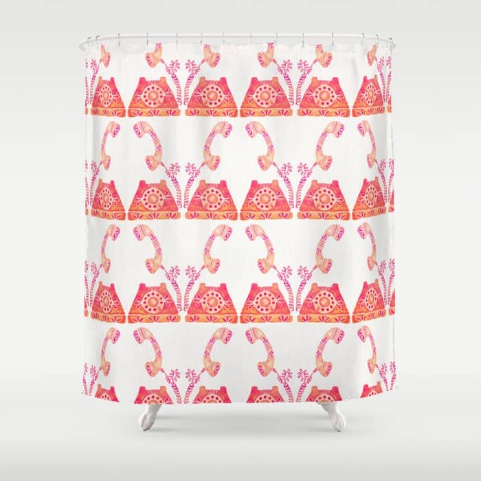 Vintage Rotary Phone - Peach Palette Shower Curtain