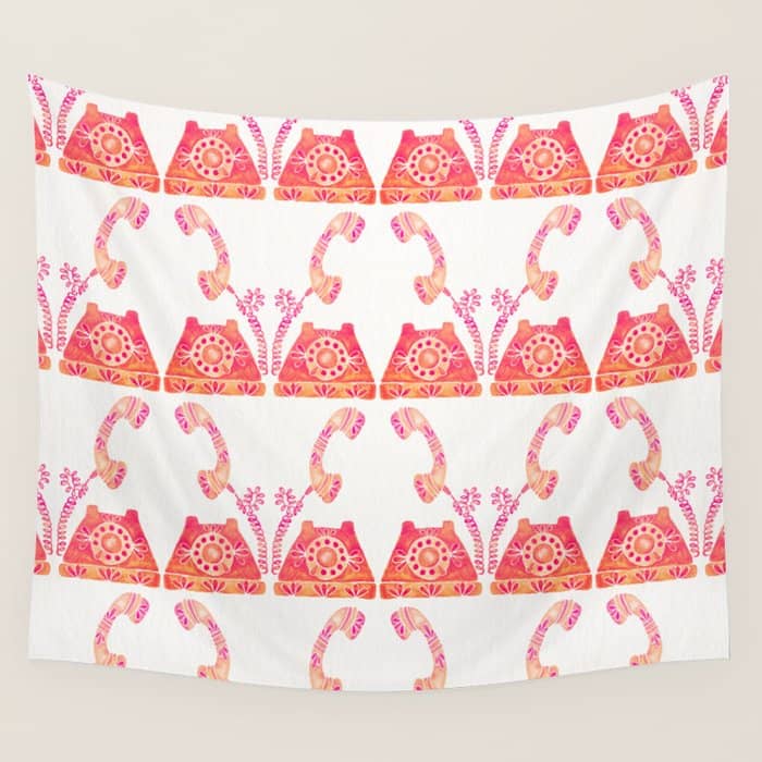 Vintage Rotary Phone - Peach Palette Wall Tapestry