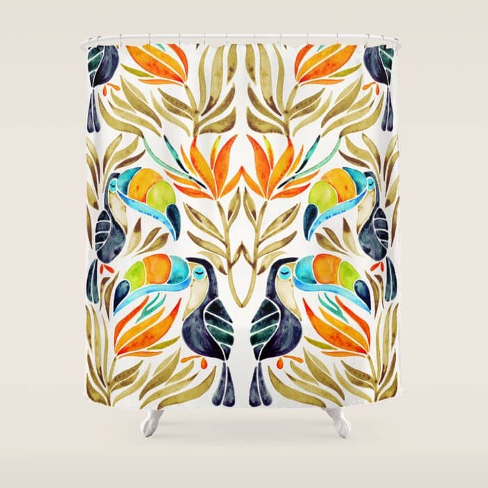 Tropical Toucans - Sepia Palette Shower Curtain