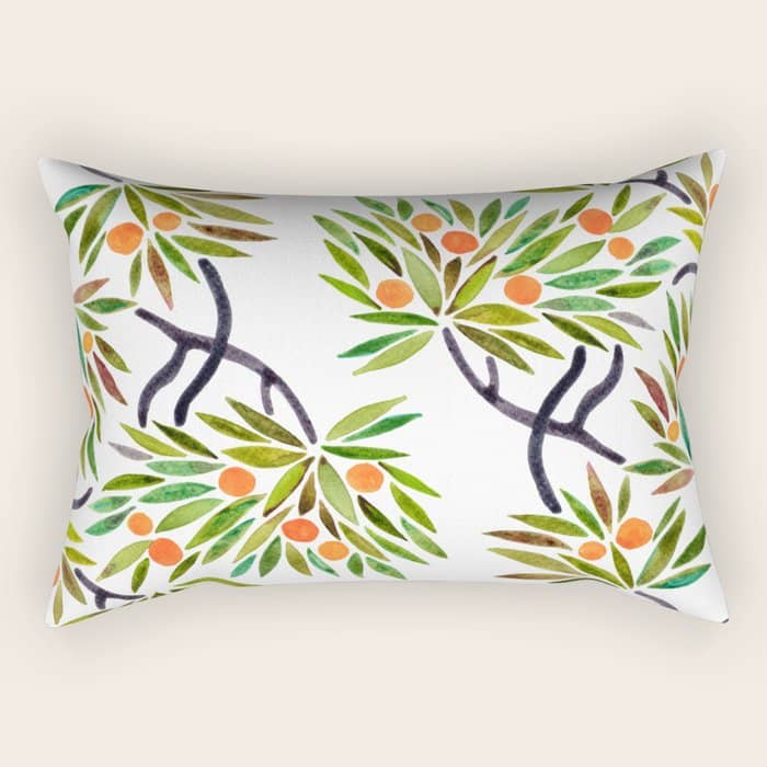 Bonsai Tree - Orange Fruit Rectangular Pillow