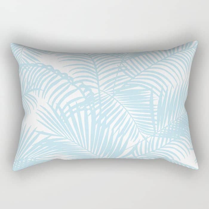 Pastel Blue Modern Simple Tropical Palm Tree Rectangular Pillow