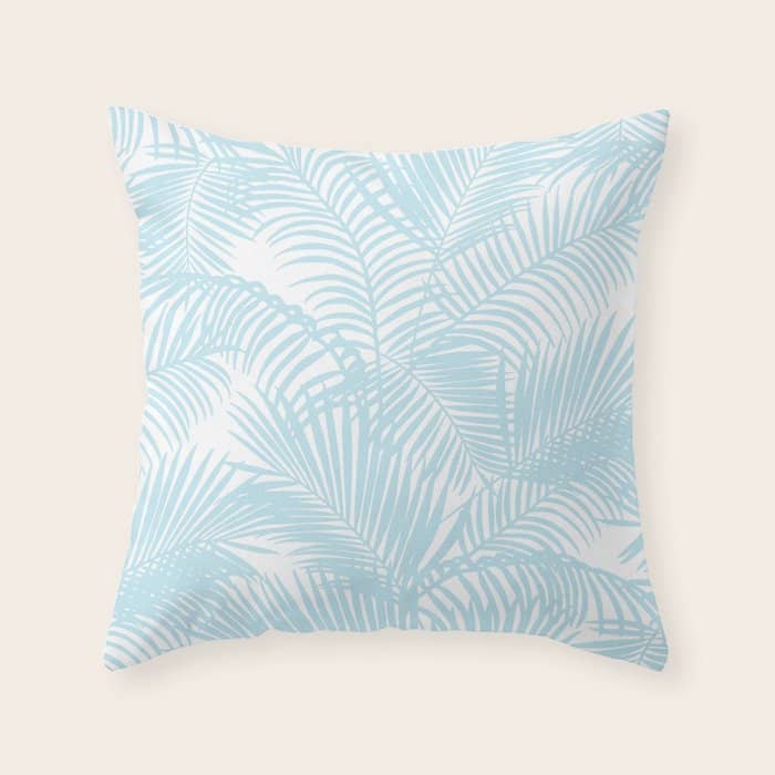 Pastel Blue Modern Simple Tropical Palm Tree Throw Pillow
