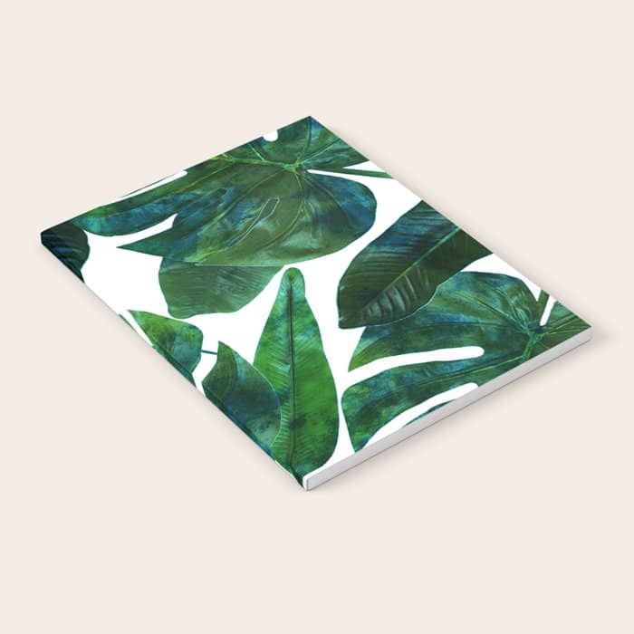Tropical Nature Monstera Watercolor Painting, Botanical Jungle Dark Palm Illustration Notebook