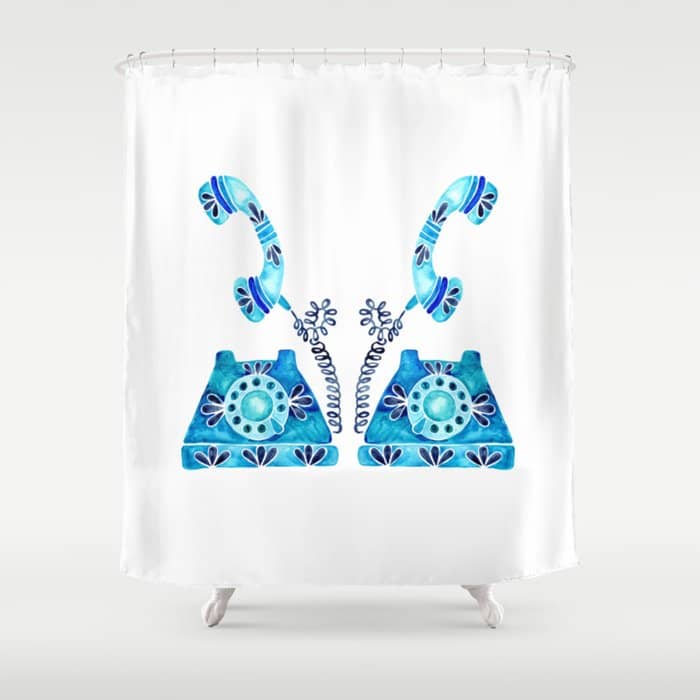 Vintage Rotary Phone - Blue Raspberry Shower Curtain