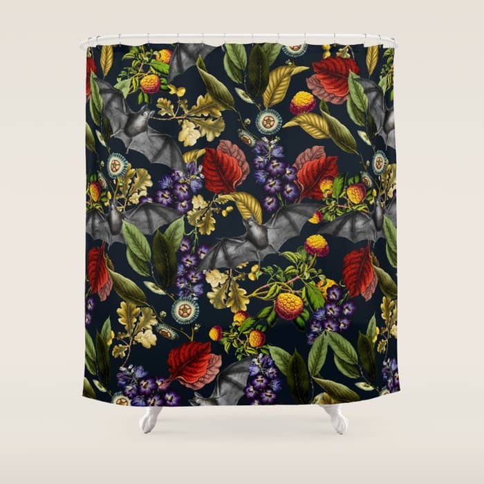 Flying Fox And Floral Pattern Shower Curtain