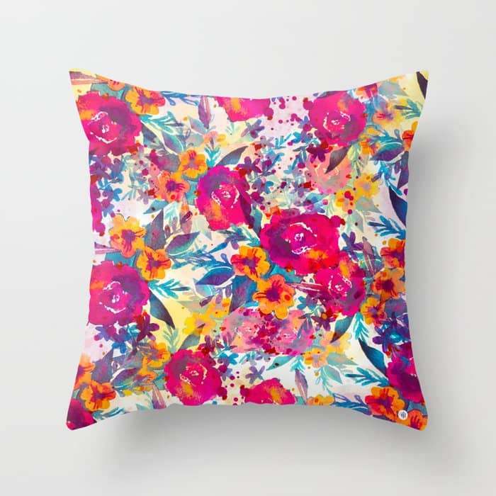 Watercolor Flowers And Plants 02 Throw Pillow