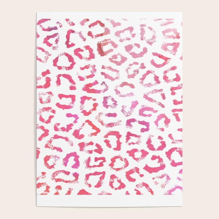 Modern White Pink  Watercolor Animal Print Poster