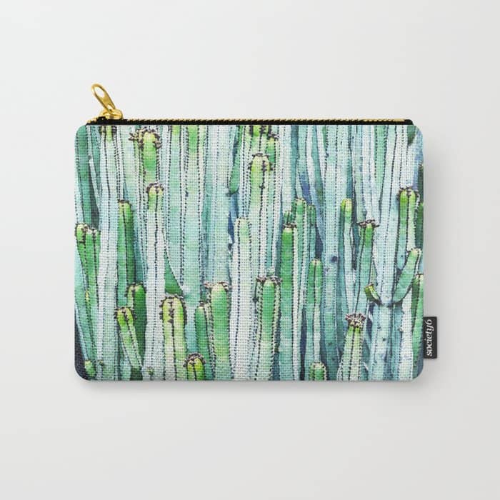 Lost Cactus, Watercolor Nature Painting, Botanical Neutral Illustration Minimal Drawing Jungle Carry All Pouch