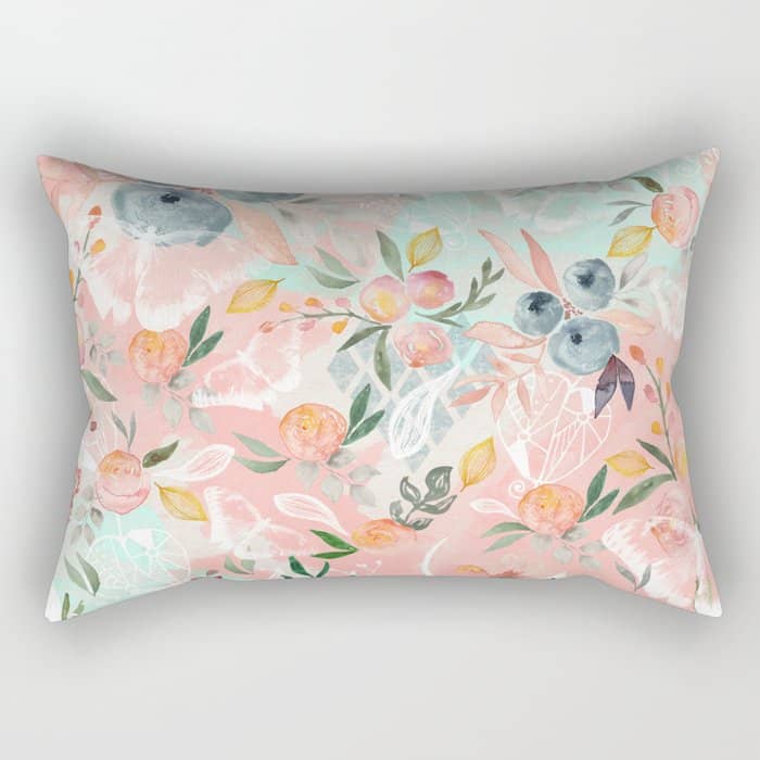 Abstract Painting Of Flowers And Plants Rectangular Pillow