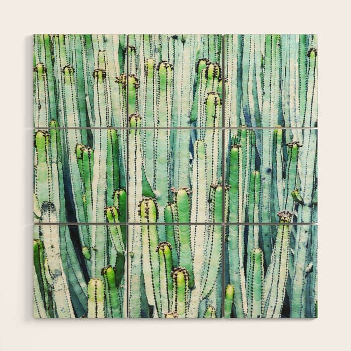 Lost Cactus, Watercolor Nature Painting, Botanical Neutral Illustration Minimal Drawing Jungle Wood Wall Art