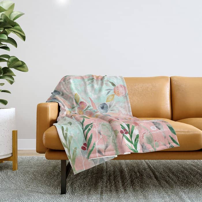 Abstract Painting Of Flowers And Plants Throw Blanket