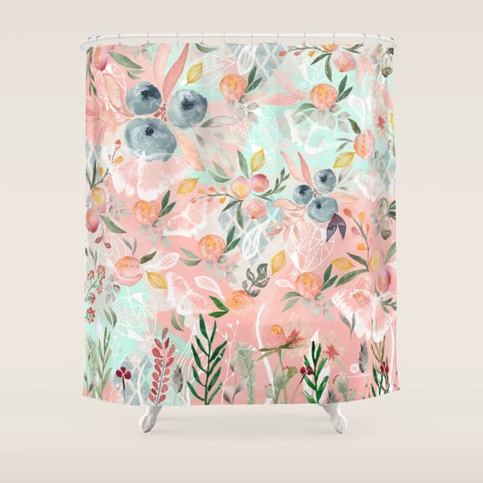 Abstract Painting Of Flowers And Plants Shower Curtain