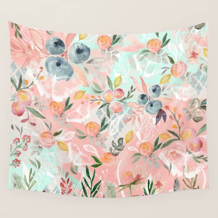 Abstract Painting Of Flowers And Plants Wall Tapestry
