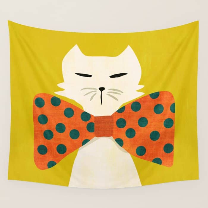 Cat With Incredebly Oversized Humongous Bowtie Wall Tapestry