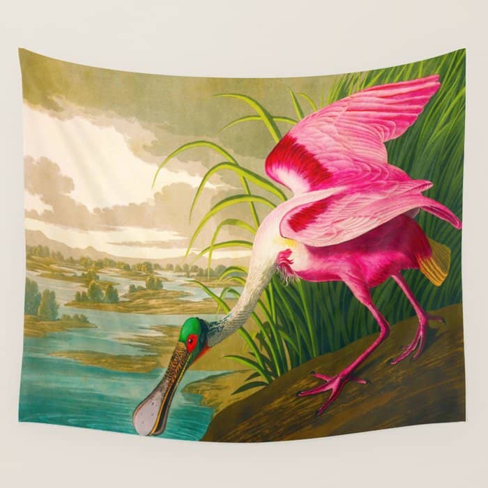 Roseate Spoonbill Bird Pink Wall Tapestry