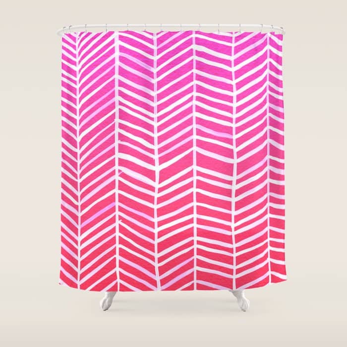 Herringbone - Pink Ombrã© Shower Curtain