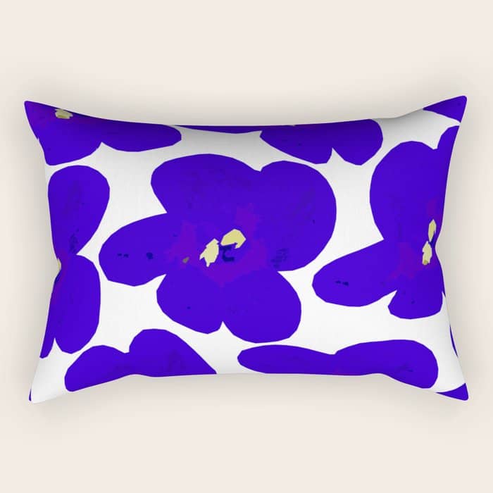 Blue Retro Flowers #Decor #Homestorie #Buyart Rectangular Pillow