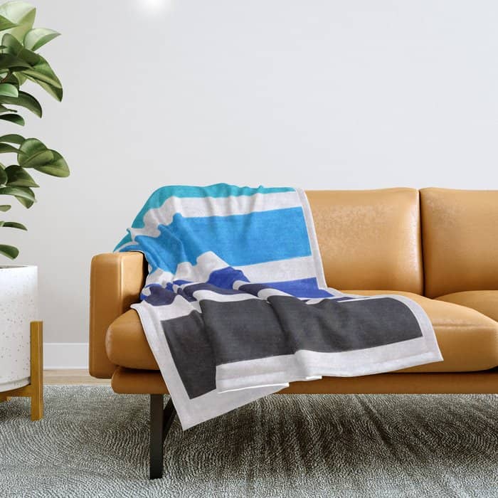 Colorful Blue Stripe Pattern Throw Blanket