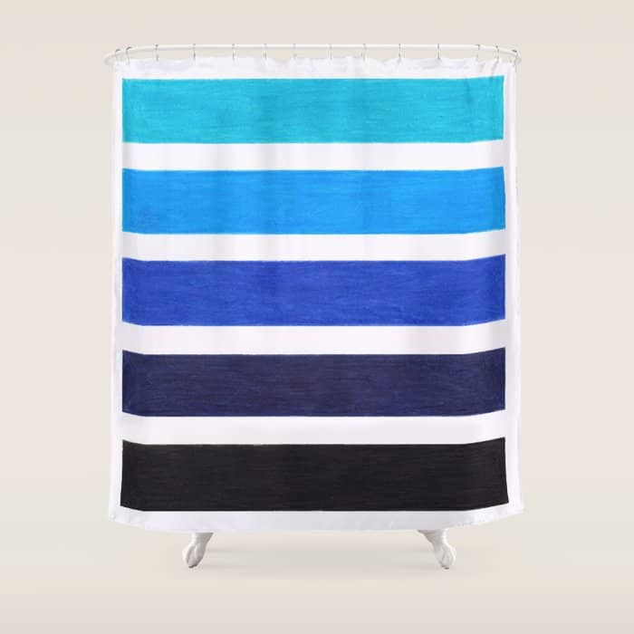 Colorful Blue Stripe Pattern Shower Curtain