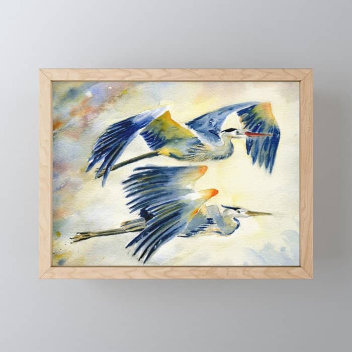 Flying Together - Great Blue Heron Mini Art Print