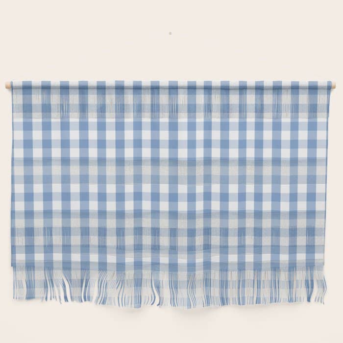 Classic Pale Blue Pastel Gingham Check Wall Hanging