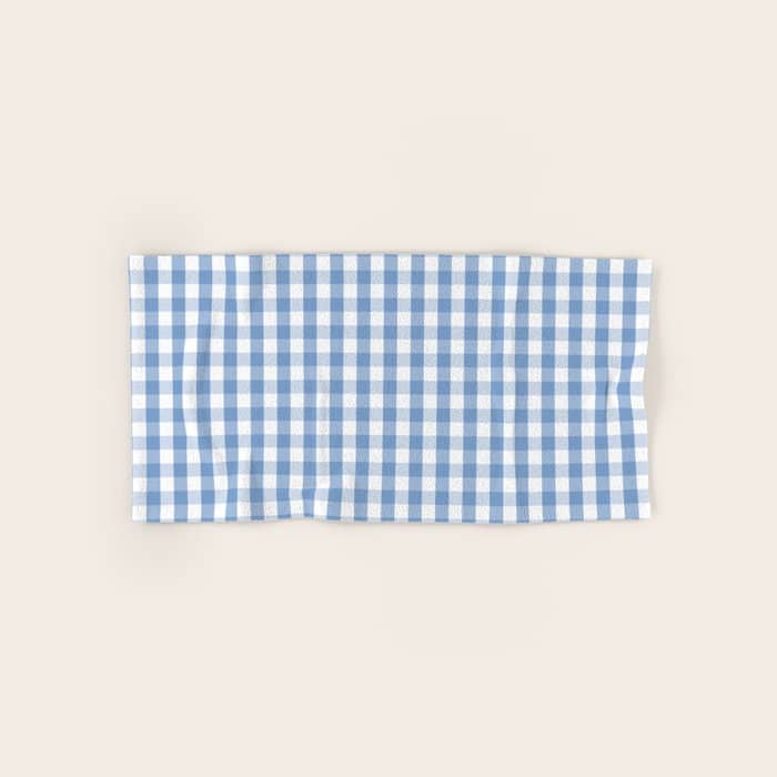 Classic Pale Blue Pastel Gingham Check Bath Towel