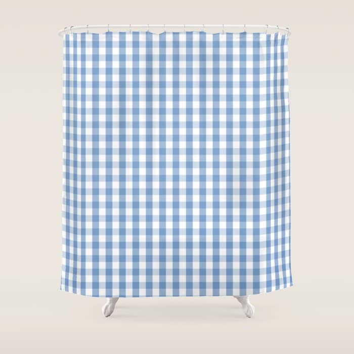 Classic Pale Blue Pastel Gingham Check Shower Curtain