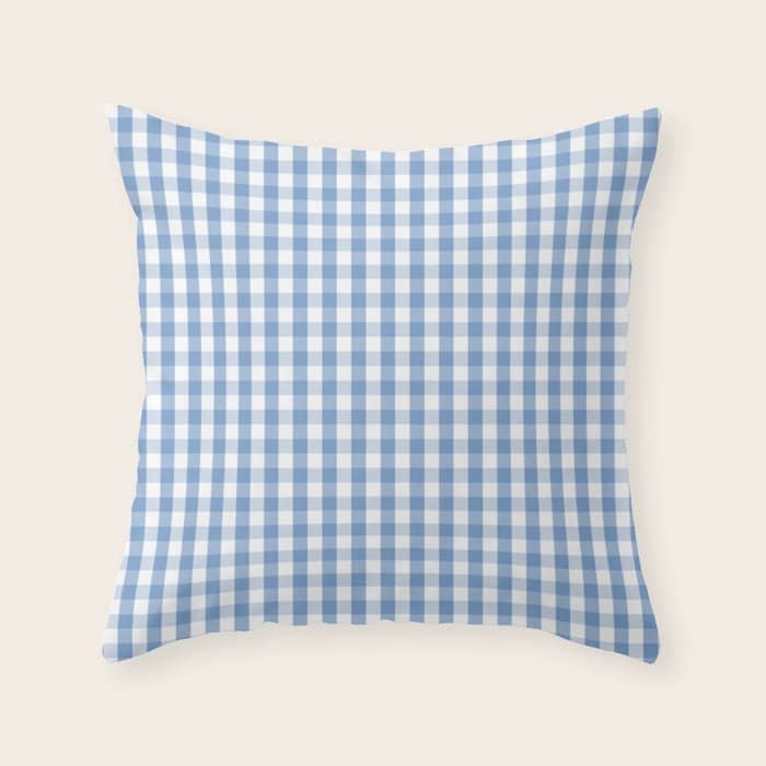Classic Pale Blue Pastel Gingham Check Throw Pillow